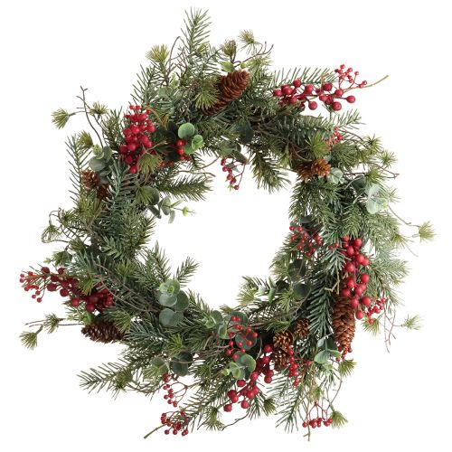 Floristik24 Coroa de Advento artificial com frutas vermelhas, coroa decorativa Ø45cm