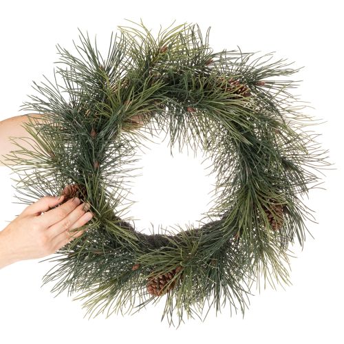 Coroa artificial de ramos de pinheiro com pinhas, 60 cm | Floristik24.pt