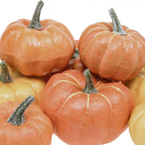 Floristik24 Abóbora Artificial Laranja Ø6-8cm 8uds