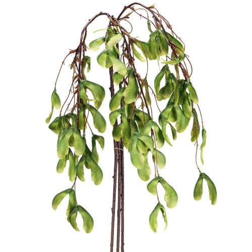 Ramo artificial de plátano, frutos amarelo-esverdeados, 100 cm, 3 unidades