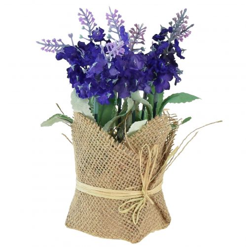 Floristik24 Lavanda artificial flor artificial lavanda em saco de juta branco/roxo/azul 17cm 5 unidades