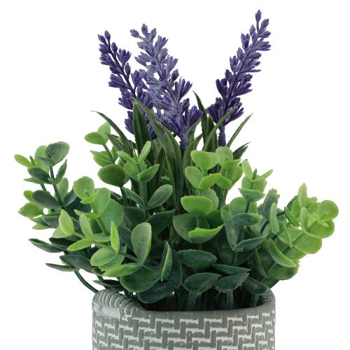 Itens Lavanda artificial em vaso de cerâmica roxo verde Alt.22cm