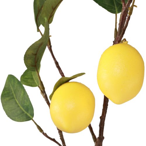 Itens Ramo decorativo de limão artificial com 3 limões amarelos 65cm