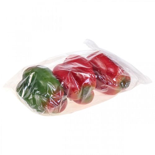 Floristik24 Decoração de vegetais artificiais pimenta vermelha verde Ø 8cm Alt.13cm 3 unidades