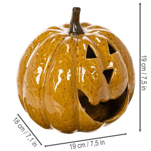 Abóbora de cerâmica com rosto, decoração LED, Halloween, 19 cm | Floristik24.pt
