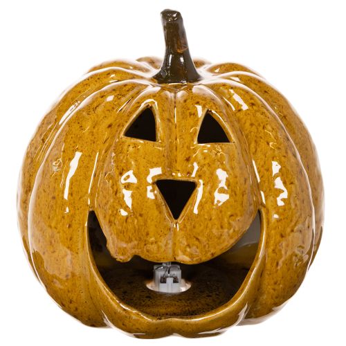 Abóbora de cerâmica com rosto, decoração LED, Halloween, 19 cm | Floristik24.pt