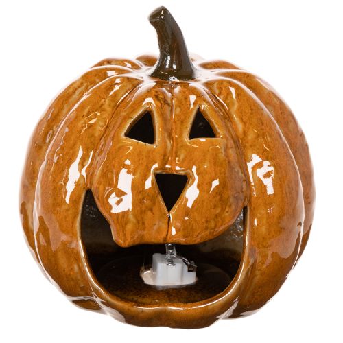 Abóbora de cerâmica decorativa de Halloween com LED, 15 cm | Floristik24.pt