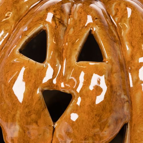 Abóbora de cerâmica decorativa de Halloween com LED, 15 cm | Floristik24.pt