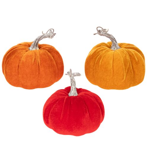 Abóbora de tecido para decoração de mesa, decoração de outono, 13 cm, 3 peças