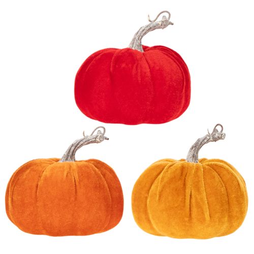 Abóbora de tecido para decoração de mesa, decoração de outono, 13 cm, 3 peças | Floristik24.pt