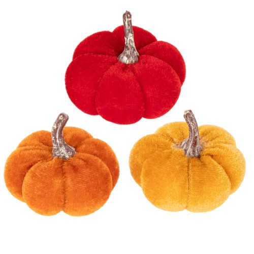 Conjunto de abóboras decorativas em veludo em três cores, mini abóboras de 5 cm, 12 peças. comprar | Floristik24.pt