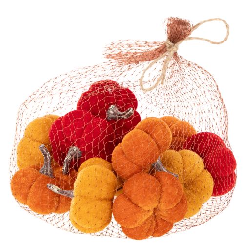 Conjunto de abóboras decorativas em veludo em três cores, mini abóboras de 5 cm, 12 peças. | Floristik24.pt