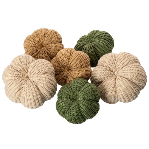 Abóboras decorativas de tricô, decoração de outono, 10 cm, 6 peças | Floristik24.pt
