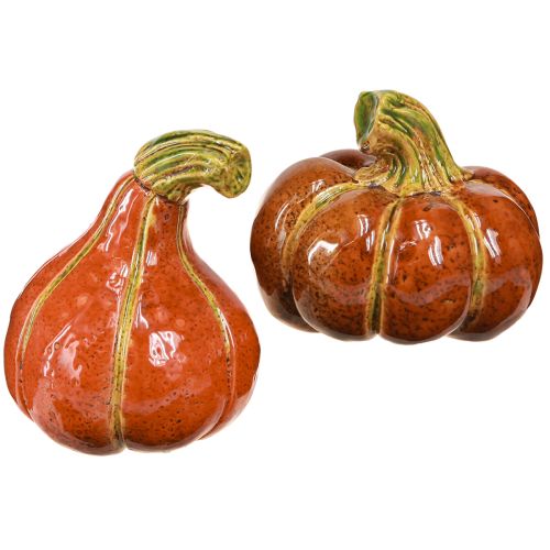 Abóboras cerâmicas decoração de outono marrom laranja 10/13cm 2 peças