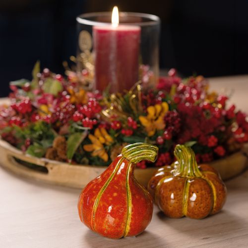 Itens Abóboras cerâmicas decoração de outono marrom laranja 10/13cm 2 peças