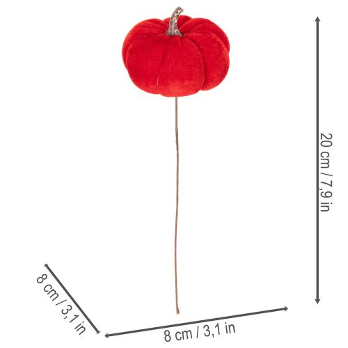Abóbora decorativa em arame, decoração de outono, veludo, conjunto tricolor, 8 cm, 9 peças | Floristik24.pt