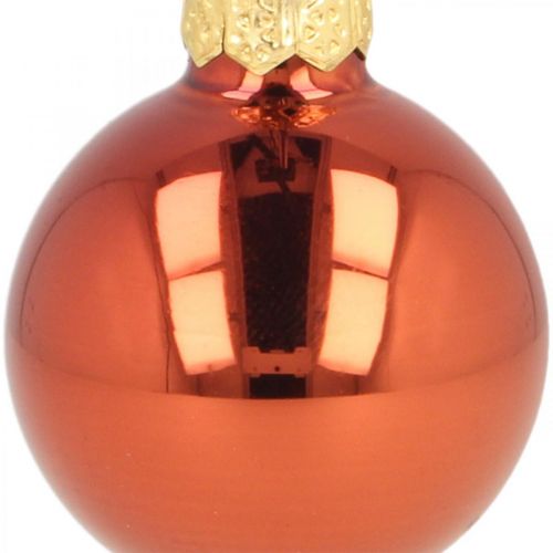 Itens Mini bolas de natal vidro ferrugem vermelho fosco/brilhante Ø2cm 44 unidades