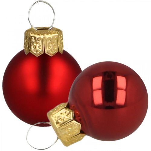 Itens Mini bolas de natal vidro vermelho fosco/brilhante Ø2cm 44 peças