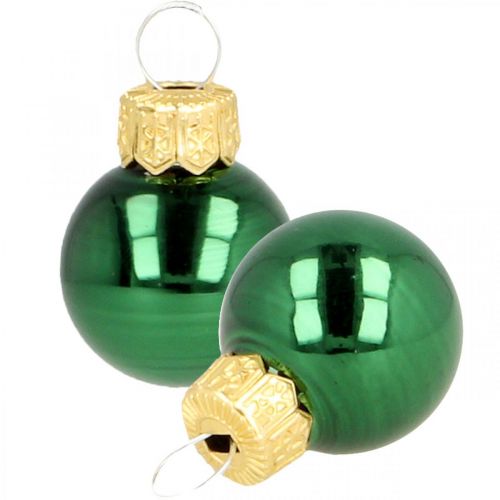 Itens Mini bolas de natal vidro verde mate/brilhante Ø2cm 44p