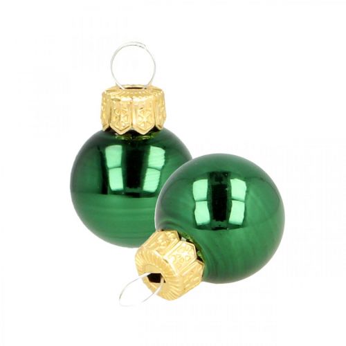 Mini bolas de natal vidro verde mate/brilhante Ø2cm 44p
