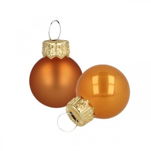 Mini bolas de natal vidro laranja fosco/brilhante Ø2cm 44p