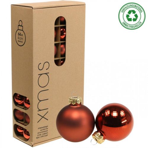 Itens Bolas de natal vidro ferrugem vermelho fosco/brilhante Ø4cm 60p