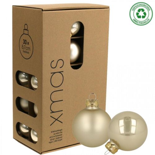 Floristik24 Bolas de natal vidro creme fosco brilhante Ø5.5cm 26pcs