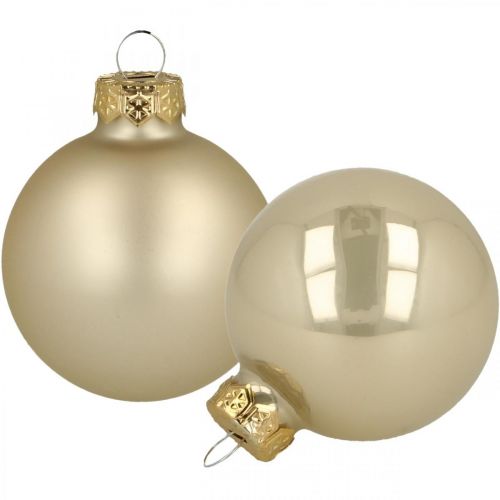 Floristik24 Bolas de natal vidro creme fosco brilhante Ø5.5cm 26pcs