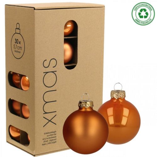 Floristik24 Enfeites de Natal vidro laranja fosco brilhante Ø5.5cm 26p