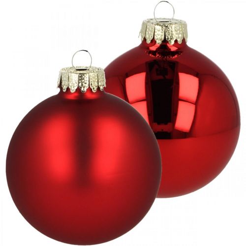 Itens Bolas de natal vidro bolas de vidro vermelho fosco brilhante Ø8cm 14 peças