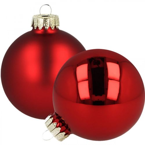 Floristik24 Bolas de natal vidro bolas de vidro vermelho fosco brilhante Ø8cm 14 peças