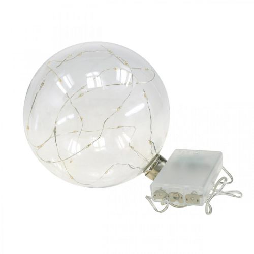 Floristik24 Bola de Natal LED bola Ø10cm 15L dentro do temporizador branco quente