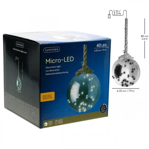 Floristik24 Bola LED dentro do temporizador de Ø20cm tingido de 40L branco quente