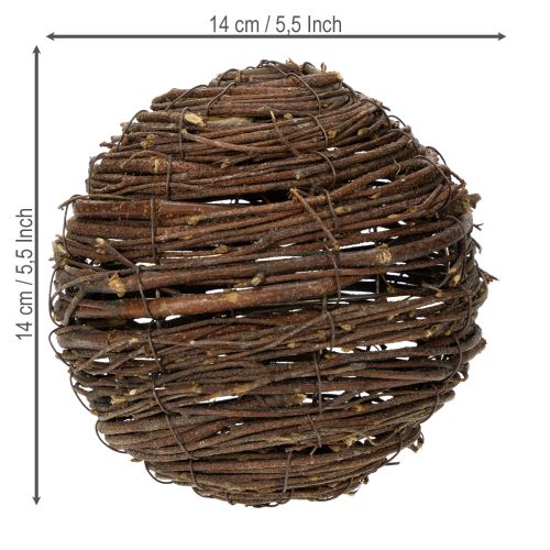 Itens Esfera de videira, marrom natural, para decoração, Ø14cm A14cm