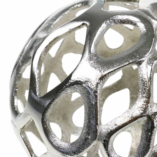 Floristik24 Bola decorativa perfurada metal prata Ø20cm