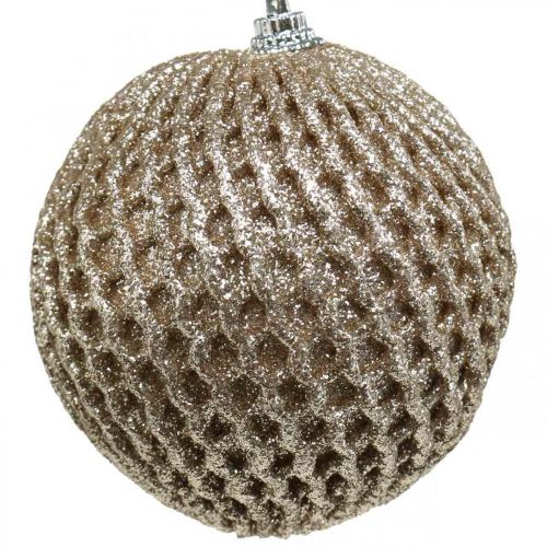 Floristik24 Bola de Natal champanhe bola de árvore de favo de mel Ø8cm 6 unidades