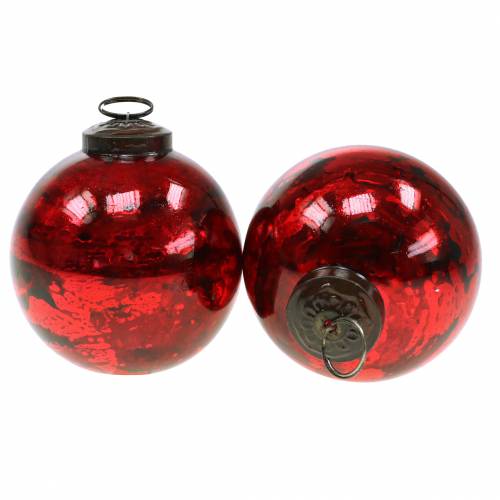 Decorações para árvores de Natal Bola de Natal de vidro vermelho Ø10cm 4 unidades | Floristik24.pt