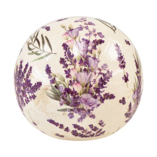 Floristik24 Bola de cerâmica com motivo lavanda decoração em cerâmica roxo creme 12cm