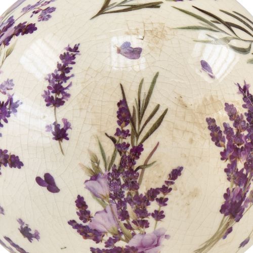 Floristik24 Bola de cerâmica com motivo lavanda decoração em cerâmica roxo creme 12cm