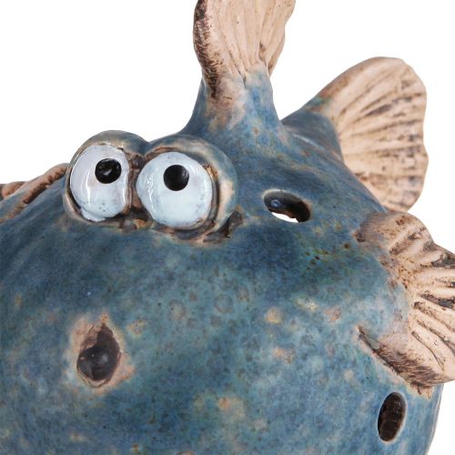 Itens Peixe soprador para peixe decorativo de cerâmica tealight azul 15 cm 2 unidades