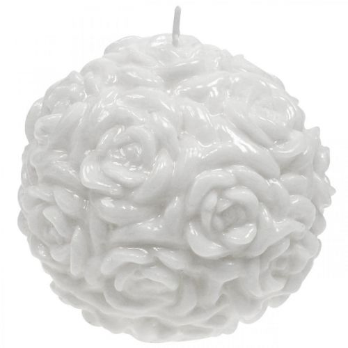 Itens Vela bola rosas vela redonda branca decoração de mesa Ø10.5cm