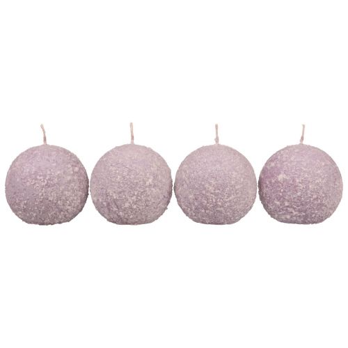 Itens Velas redondas Bola de neve roxa com brilho Velas de bola 8 cm 4 unidades