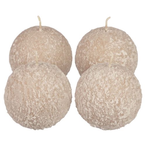 Floristik24 Velas esféricas velas redondas de 8 cm bege glitter bola de neve 4 peças