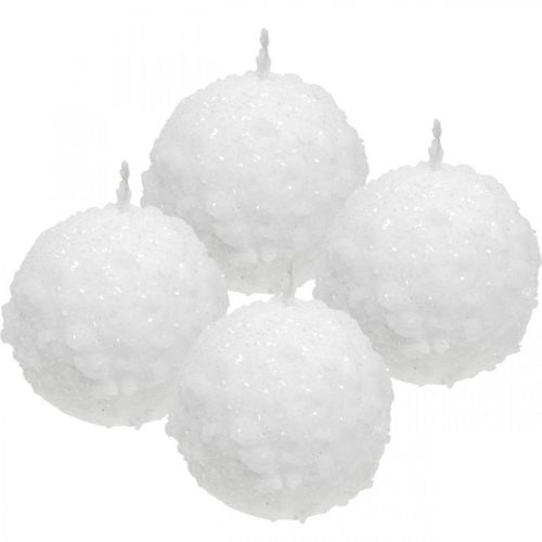 Floristik24 Velas do Advento, velas bola, velas bola de neve 80mm 4 un