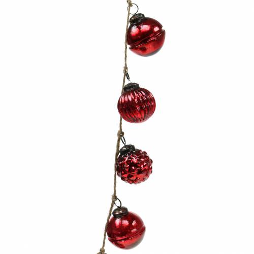 Floristik24 Guirlanda decoração de natal bolas de árvore de natal vermelha 120cm