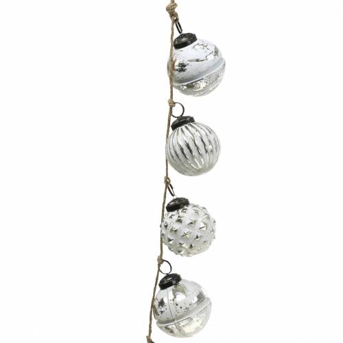 Floristik24 Guirlanda de decoração natalina bolas de árvore de natal branco 120cm