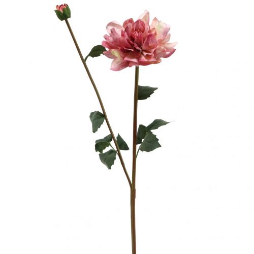 Floristik24 Flor artificial dália flor rosa com botão H57cm