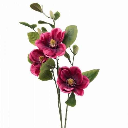 Flor artificial ramo de magnólia, magnólia rosa artificial 65cm 3 unidades