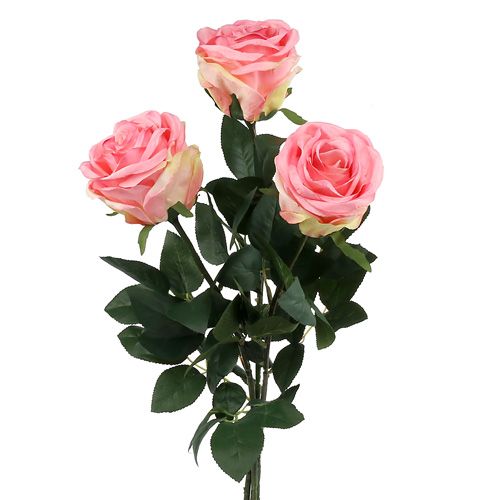 Floristik24 Flor artificial rosa cheia de rosa Ø10cm C65cm 3 unidades