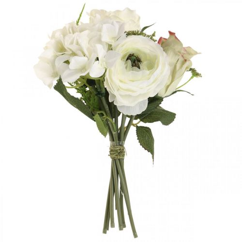 Floristik24 Flores artificiais buquê deco rosas ranúnculo hortênsia H23cm